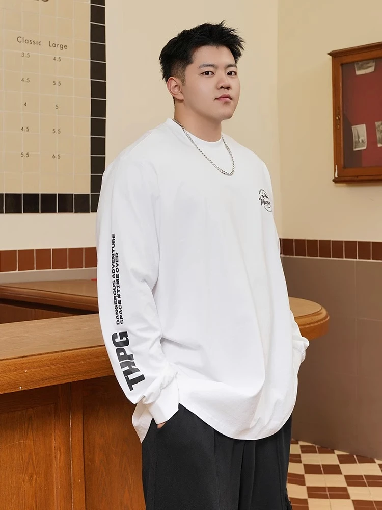 秋季时尚春秋上衣长袖休闲宽松潮流圆领套头T恤纯棉打底秋冬国潮