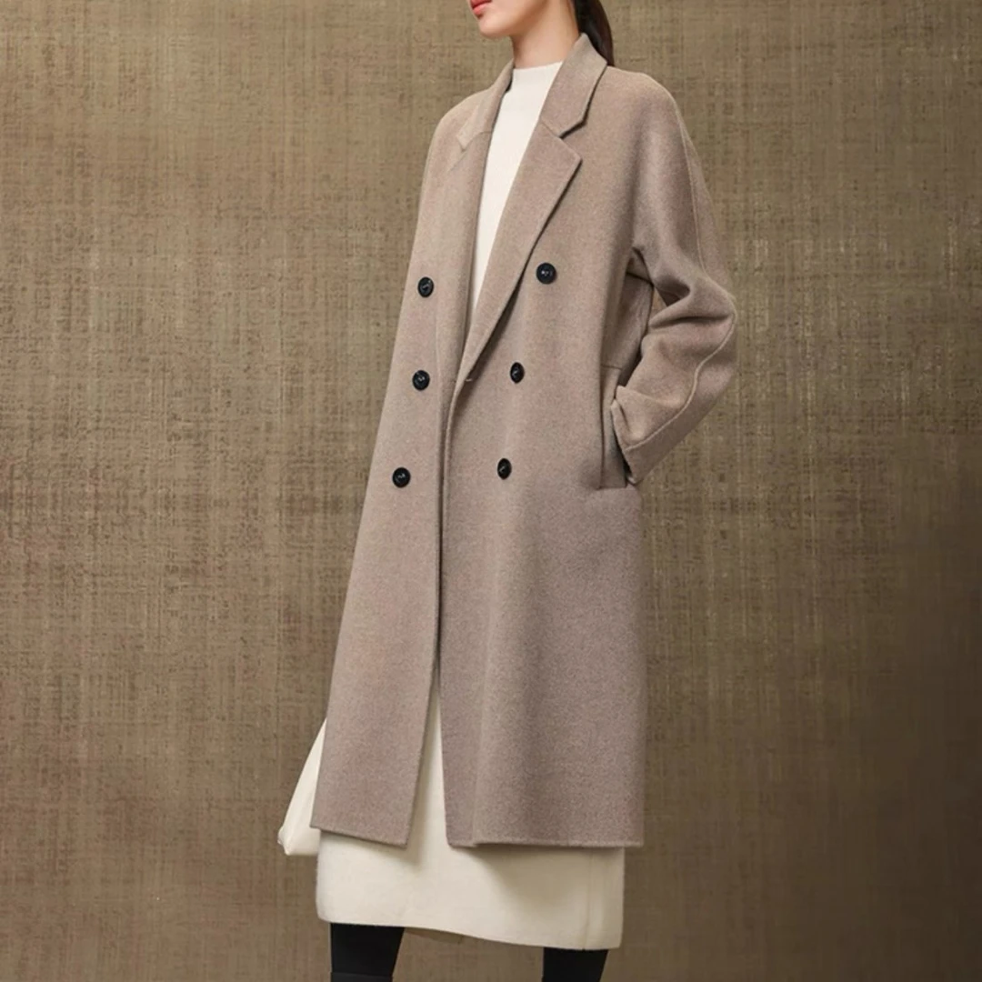 【燕子优选】高定 轻奢双面呢过膝秋冬中长款气质羊绒大衣4576wt