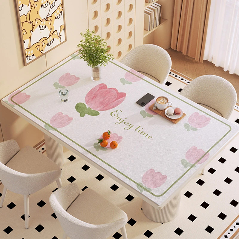 茶几布餐桌布免洗防水防油家用茶几桌布防烫隔热长方形皮革餐桌垫