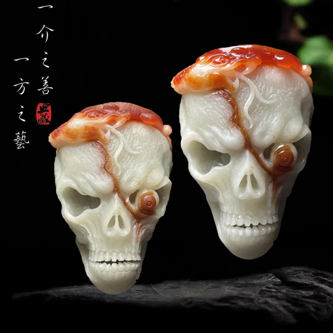 【已结缘】合一堂翡翠工作室定制展示：糯冰正红色《尸陀林重生》手把