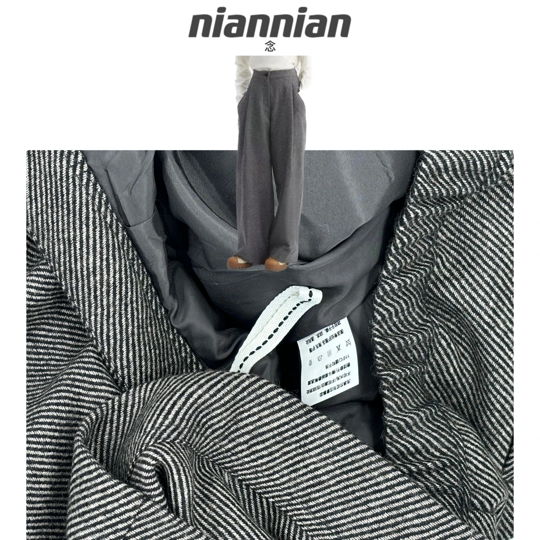 「念念」【绵羊毛】立体剪裁斜纹羊毛休闲阔腿裤