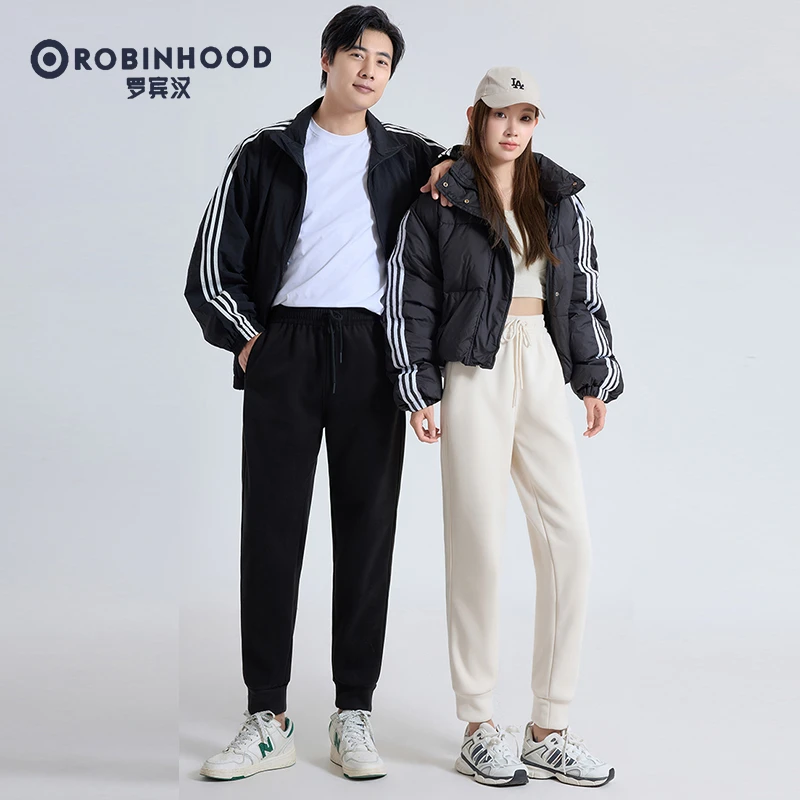 罗宾汉黑钻080男女情侣款沐丝绒束脚宽松休闲卫裤x