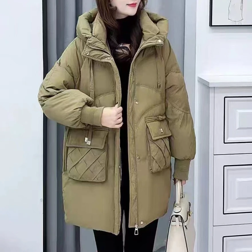 秋冬新款显瘦中长款棉衣时尚休闲韩版连帽百搭保暖外套F928长76