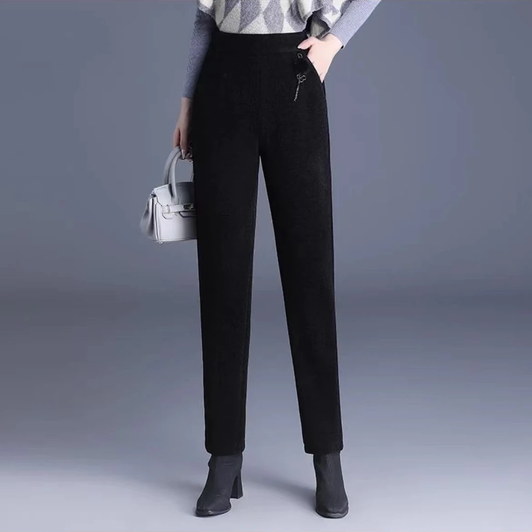 2024秋冬新款时尚百搭修身加绒小脚裤显瘦休闲女裤长裤子2316长98