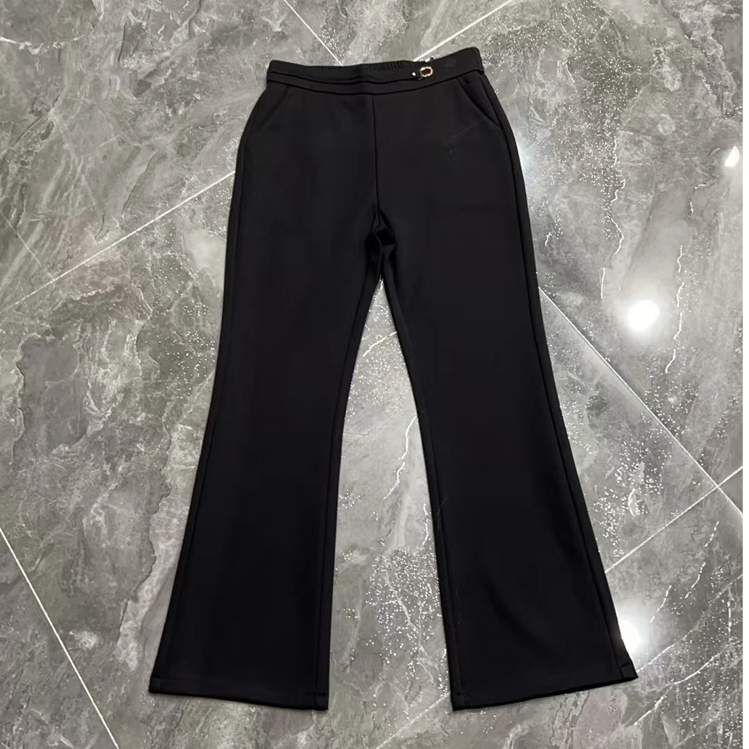 2024春秋新款显瘦黑色微喇裤休闲裤时尚百搭气质洋气裤子8818长96