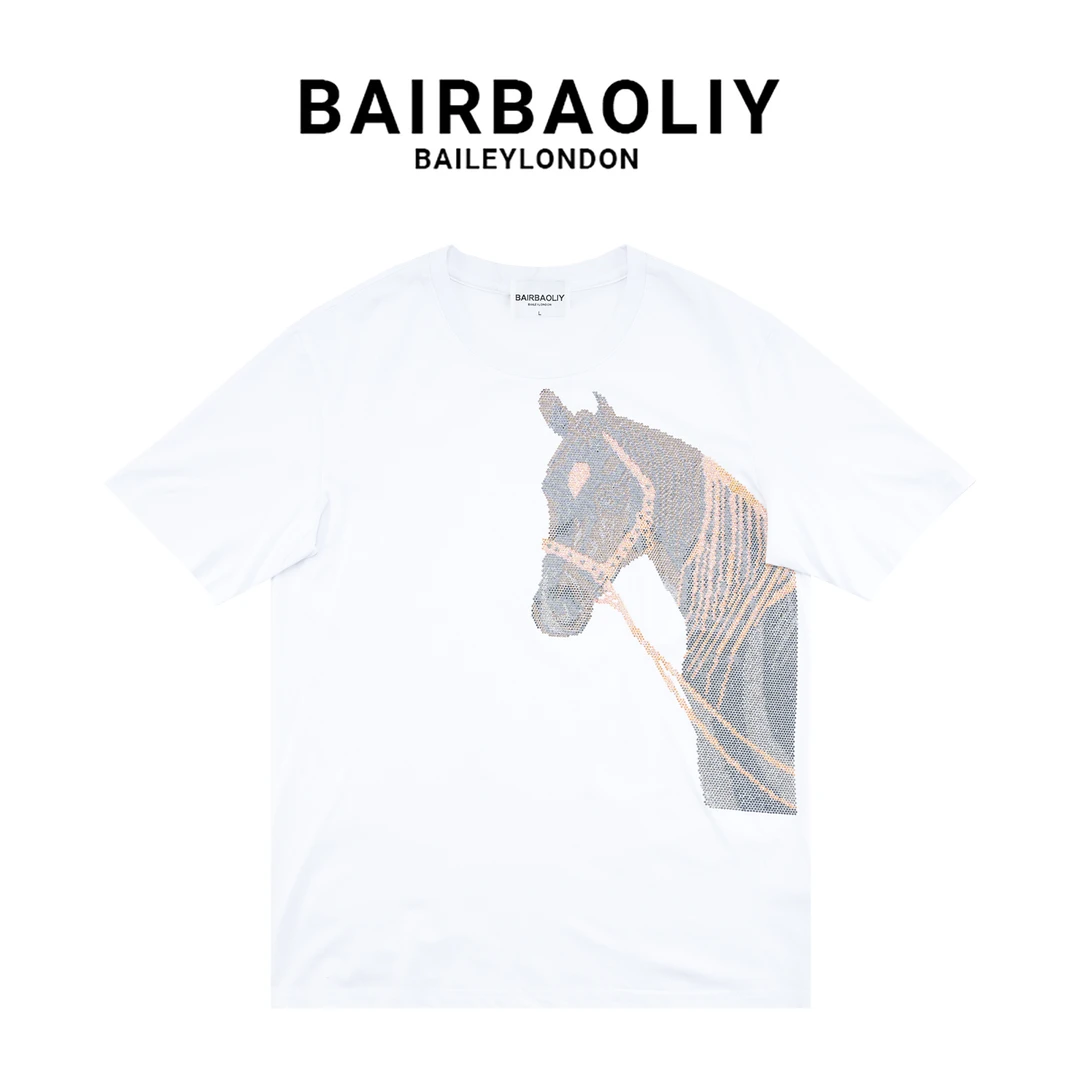 BAIRBAOLIY高奢男款骏马男士圆领短袖上衣夏季轻奢时尚休闲半袖衫