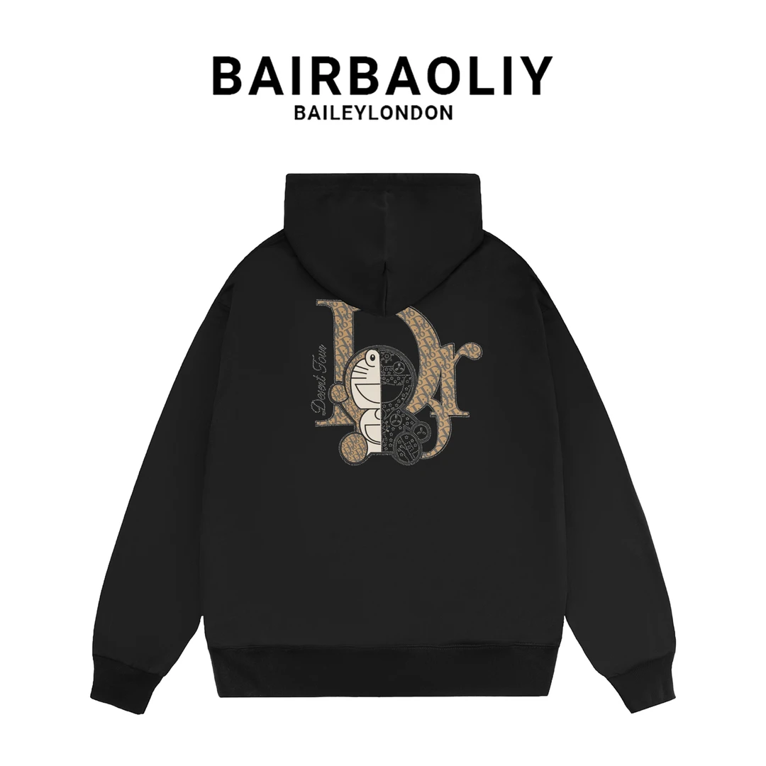 BAIRBAOLIY品牌联名款秋冬重磅连帽卫衣男女百搭潮流时尚复古上衣