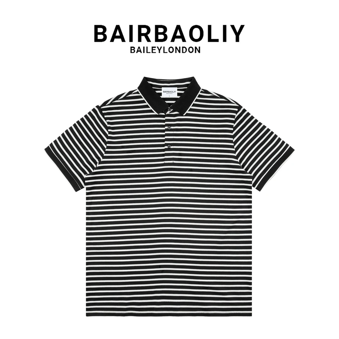 BAIRBAOLIY短袖T恤男士POLO夏季修身条纹潮流休闲半袖翻领保罗男T
