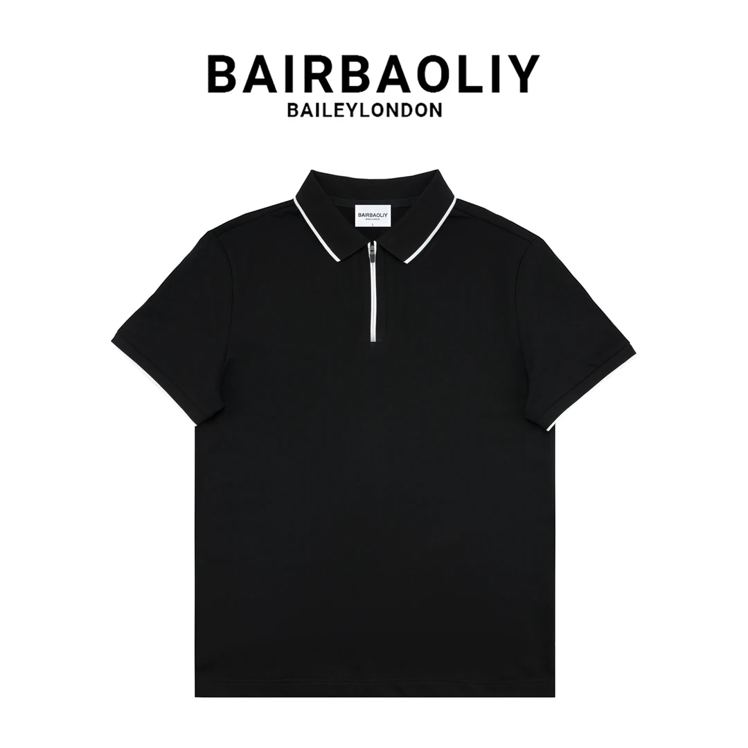 BAIRBAOLIY潮流帅气时尚百搭短袖T恤男休闲透气拉链款翻领POLO衫