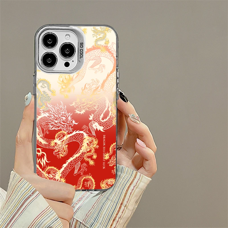 BEETLE CASE适用苹果15华为荣耀opp小米新年龙彩银银色手机壳MC