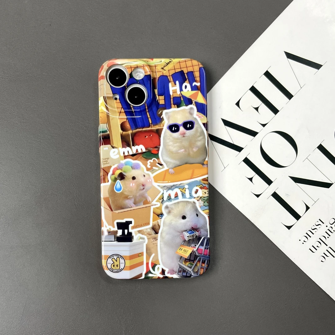适用苹果15华为荣耀oppo ins个性可爱冲浪鼠鼠2精孔全包菲林壳MY