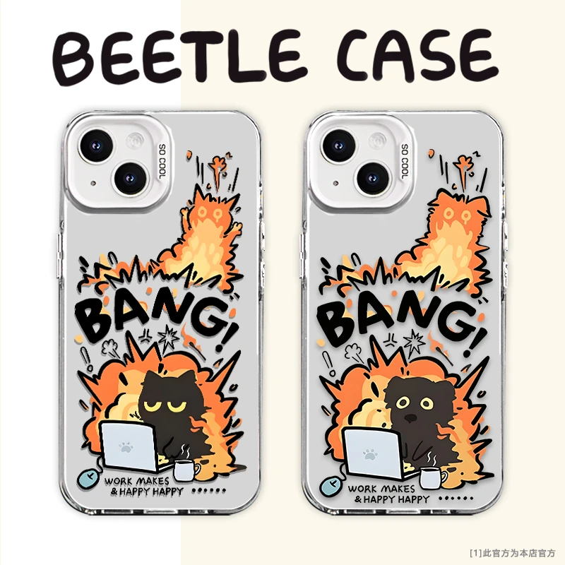 BEETLE CASE适用苹果华为小米14vivo爆炸小狗小猫彩银手机壳MC