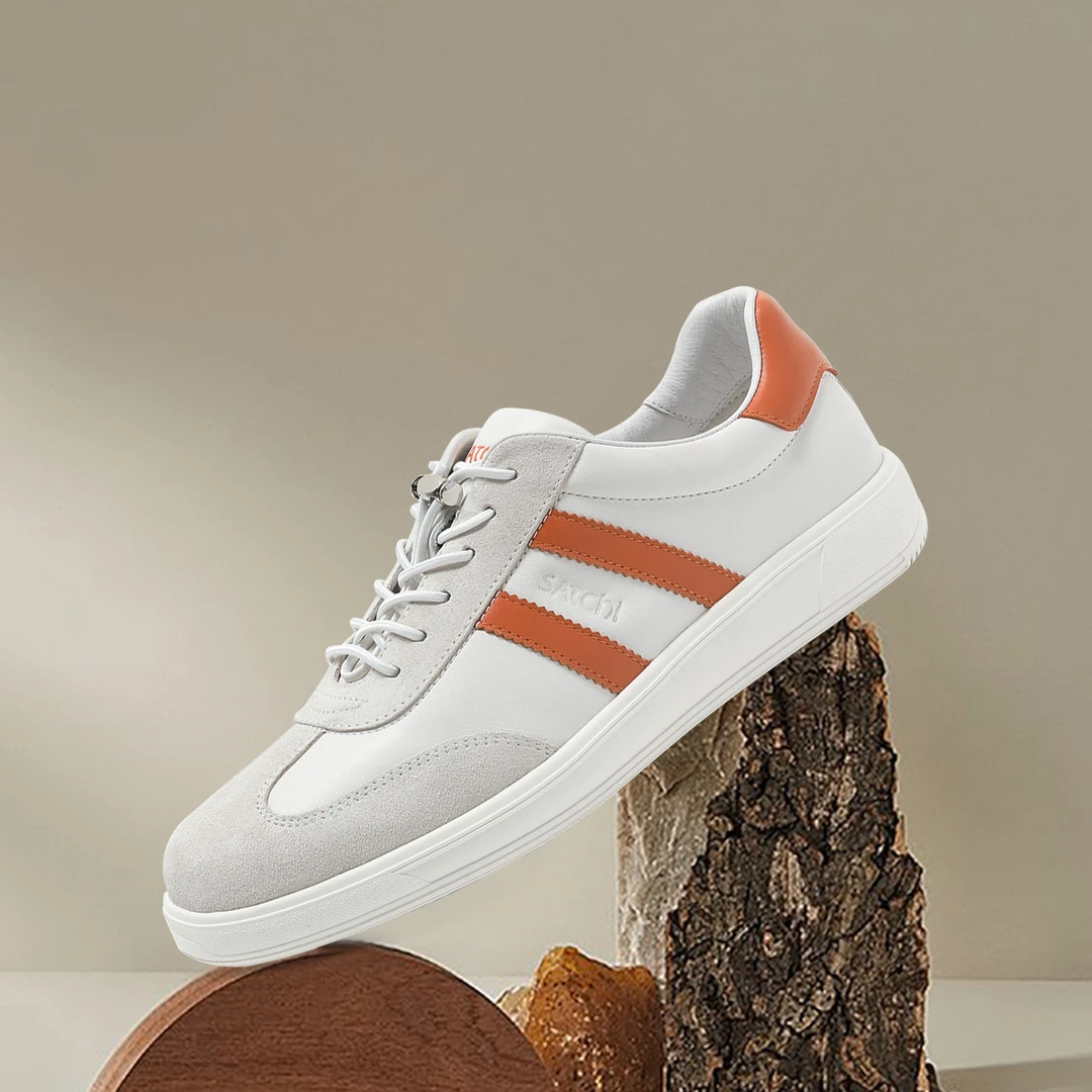 沙驰 牛皮拼接德训鞋男士舒适休闲鞋百搭运动鞋板鞋