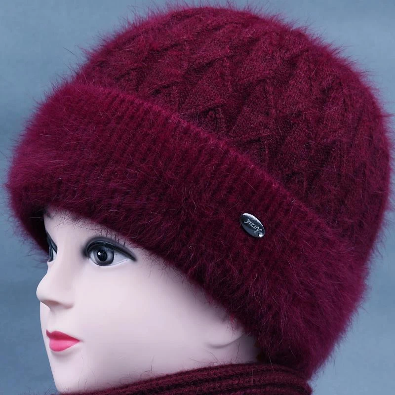 【小扬哥推荐】冬天中老年人帽子女妈妈兔毛针织保暖帽老太太毛线