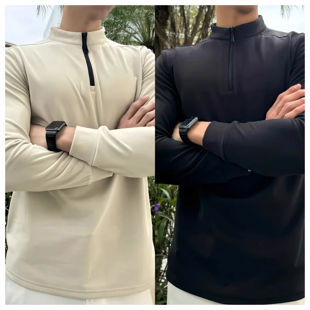 MR保暖锁温立领拉链纯色280克双面绒上衣半拉链速干健身长袖服装