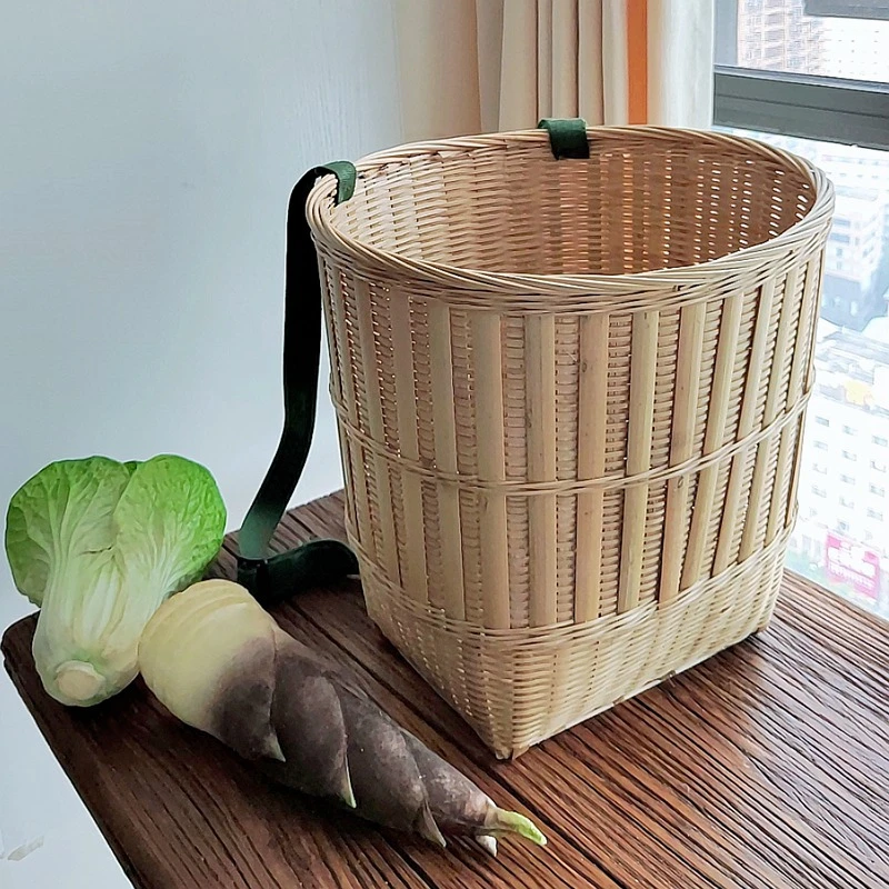 传统竹编背篓加厚加固头层竹皮竹筐椭圆形竹背带可调节手工编筐