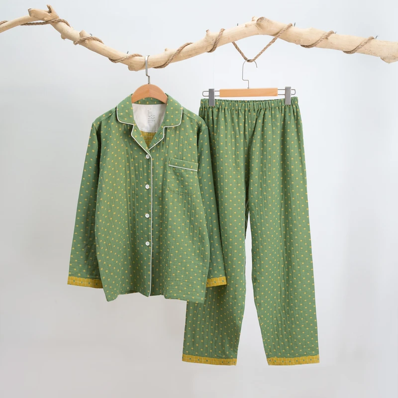 【花妍】无印风家居服情侣款睡衣全棉透气无侧缝睡衣长袖长裤