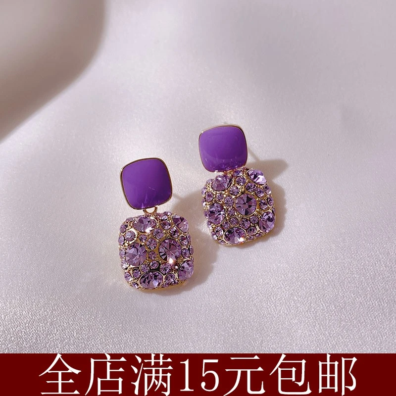 合金亚克力耳饰 高级感紫色耳环耳钉韩国气质耳饰2024年新款
