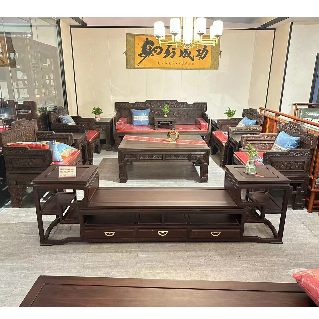 实木复古雕花客厅十二件套沙发