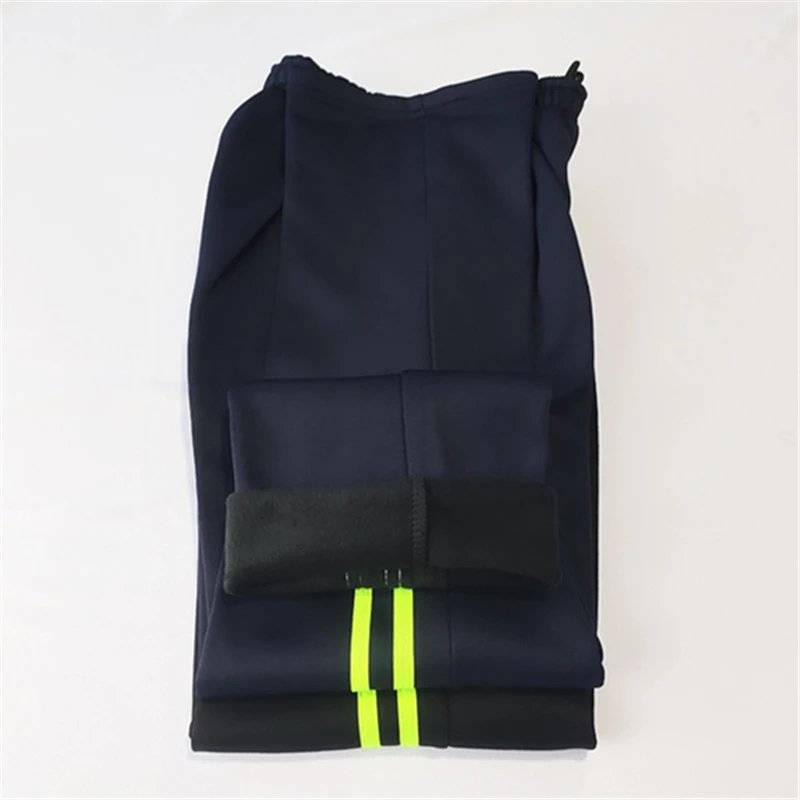 冬季双绿条校服裤子中小学生冬款藏蓝色两条杠绿条校裤加绒加厚
