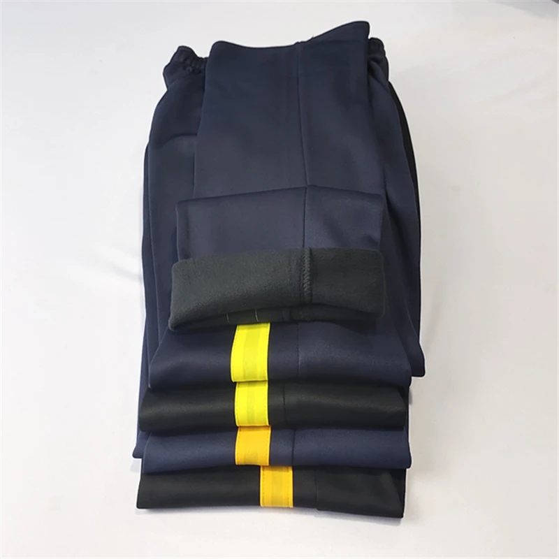 冬季加绒加厚藏蓝色黄条校服裤子初高中小学生一道杠黄条校裤冬款