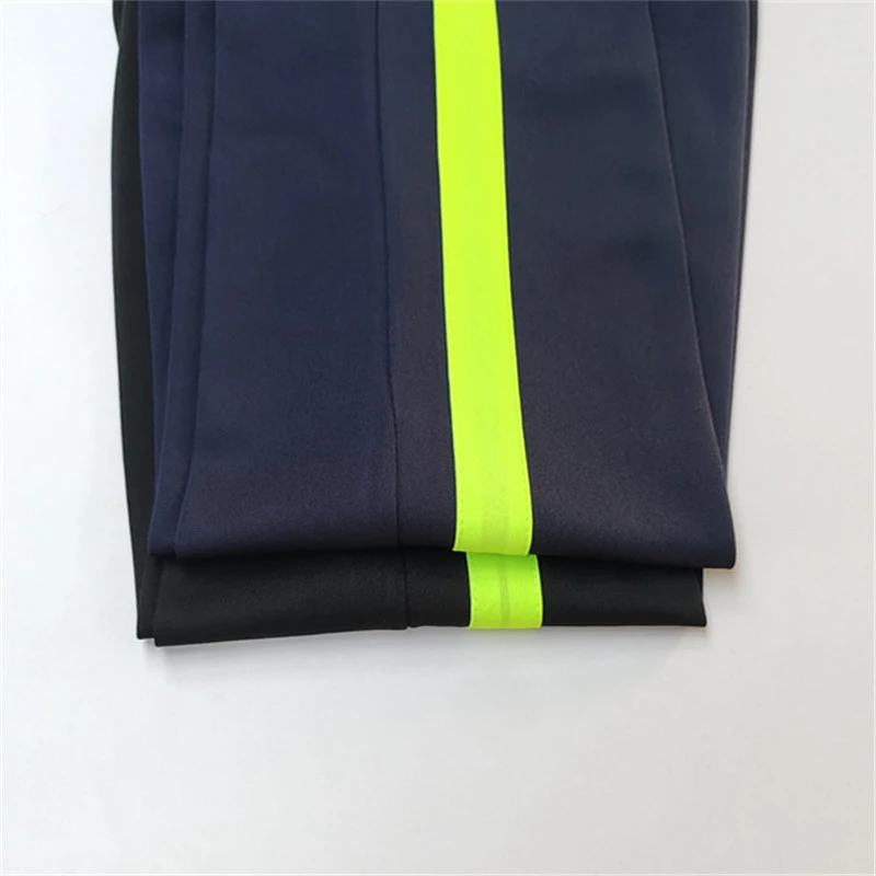 宽绿杠校服裤子中学生薄款深蓝色运动裤小学生黑色校裤一道杠绿条
