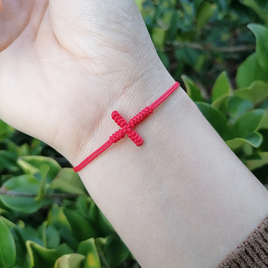 非金属布艺手链 红绳十字架编织女款简约素款饰品百搭情侣闺蜜