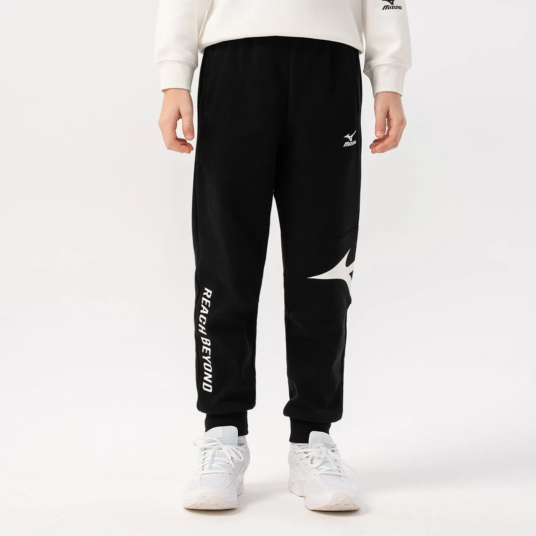 美津浓童装男大童春季运动针织长裤简约时尚弹力休闲裤KZ24330312