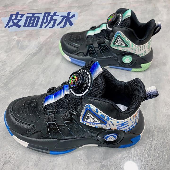 皮面防水男童鞋子儿童鞋子男童运动鞋纽扣运动鞋学生鞋中大童81