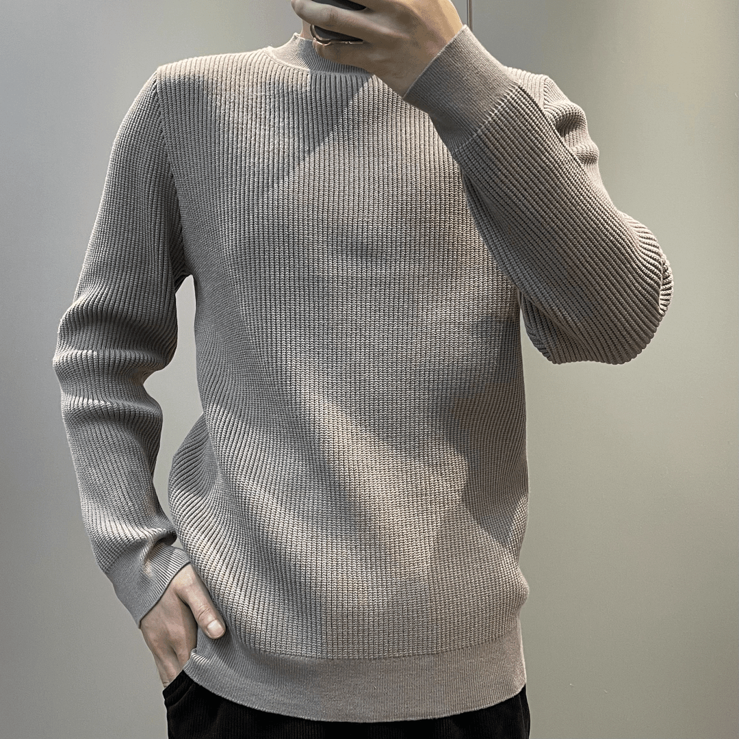 【总裁同款】秋冬季装男士华夫格毛衣秋装圆领上衣韩版针织打底衫