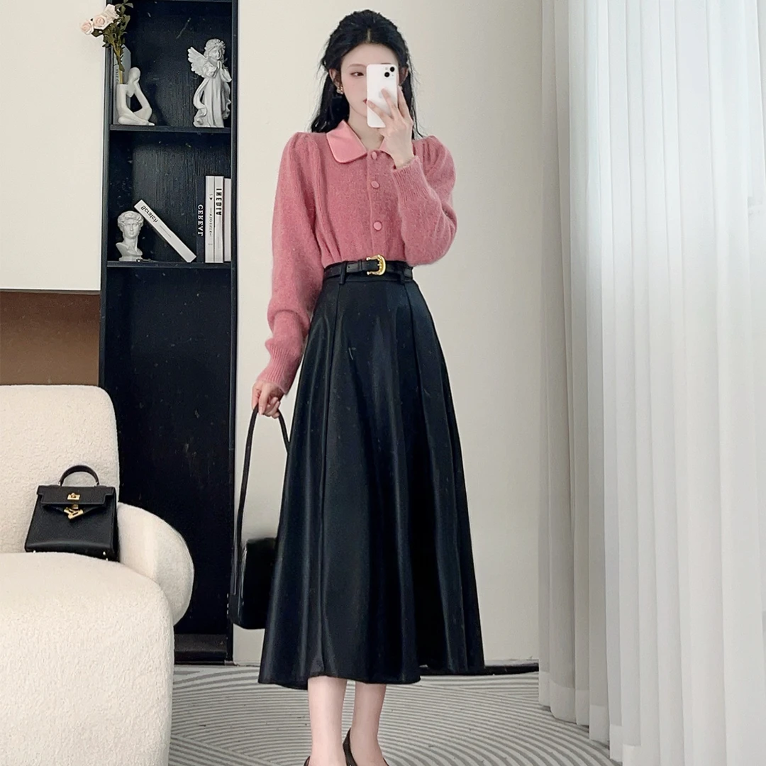 小八定制25年秋季新款法式休闲百搭气质设计上衣+半裙 10164 LSC