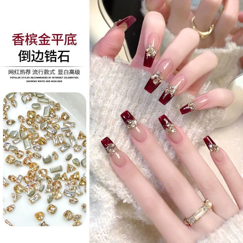 网红爆款美甲mini小号尖底锆石异形钻超闪迷你白色微锆指甲装饰品
