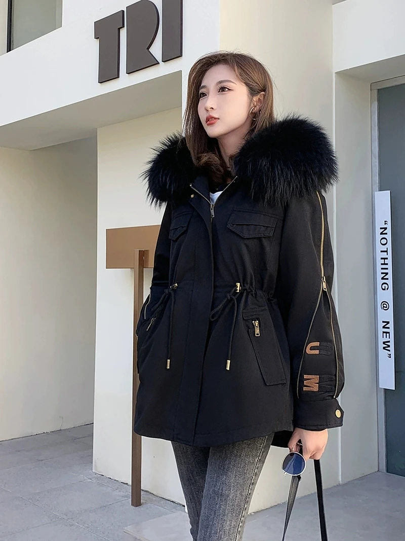 新款派克服女可拆卸兔兔毛内胆狐狸毛领可拆卸中长款皮草派克服外