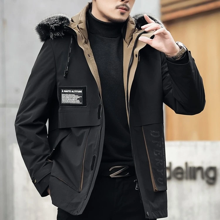 2022最新男士可拆卸内胆兔毛短款冬季派克服连帽中长款加厚保暖