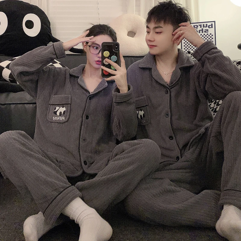 情侣睡衣秋冬款珊瑚绒加厚2024年新款可爱男士女冬季法兰绒家居服