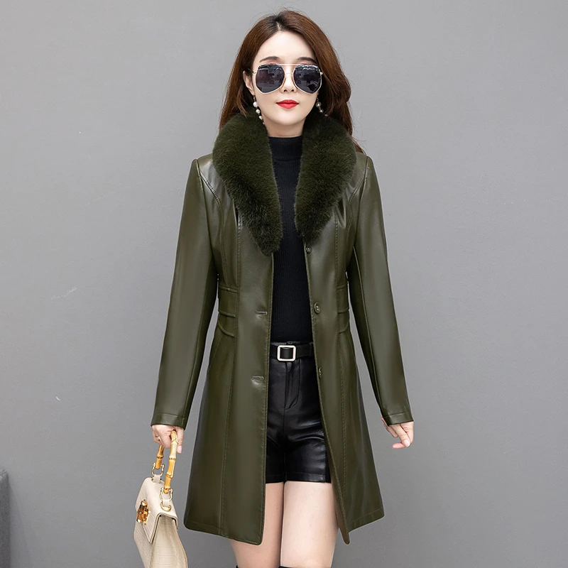 【海宁专柜】新款真皮绵羊皮衣女中长款加棉保暖加厚防寒时尚外套潮