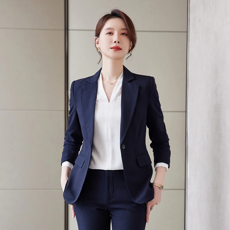 SHILUYA/诗璐雅西装外套女士一粒扣气质修身职业工作上衣秋冬韩版