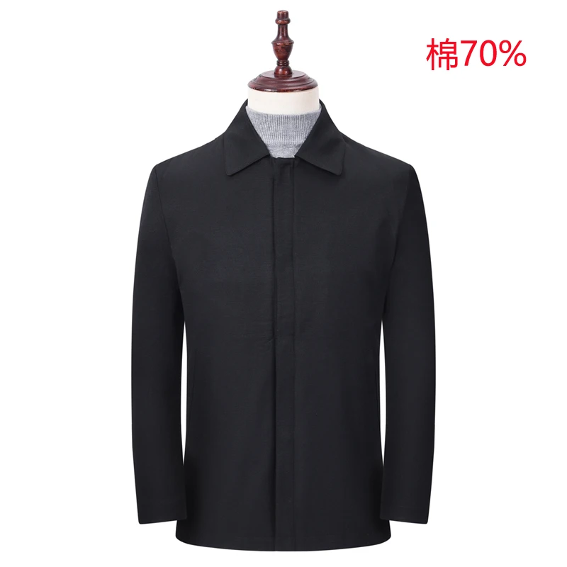 WADY240  春秋新款男士夹克衫翻领黑色外套衣服商务休闲