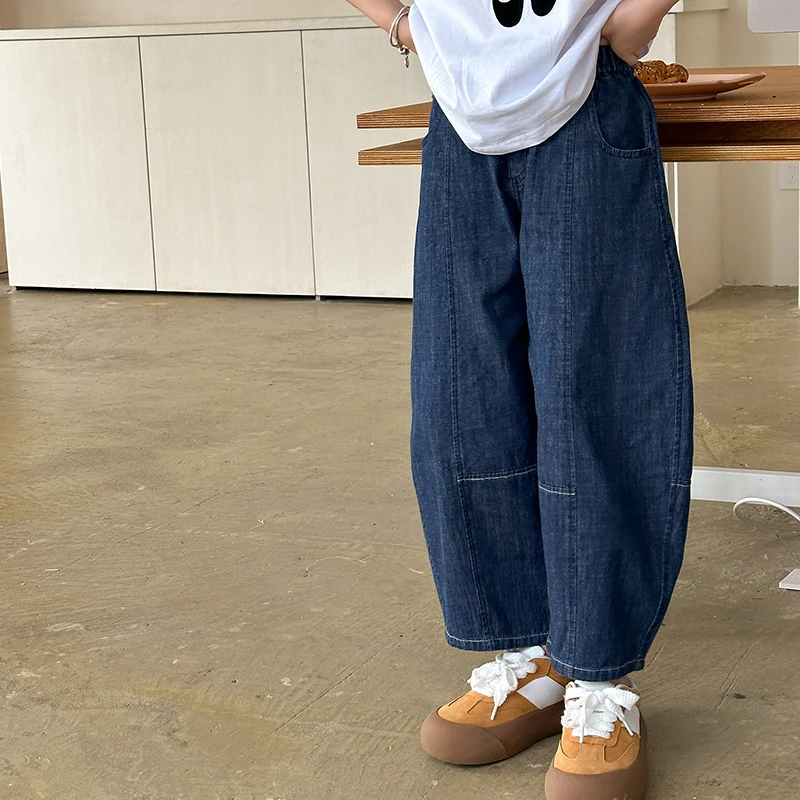 女童牛仔裤薄款夏季2025新款中大童宽松萝卜裤儿童百搭阔腿休闲裤