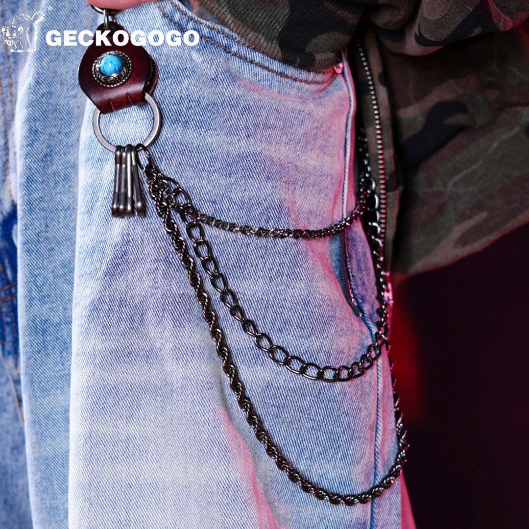 GECKOGOGO美式街头阿美咔叽金属腰链牛仔裤链
