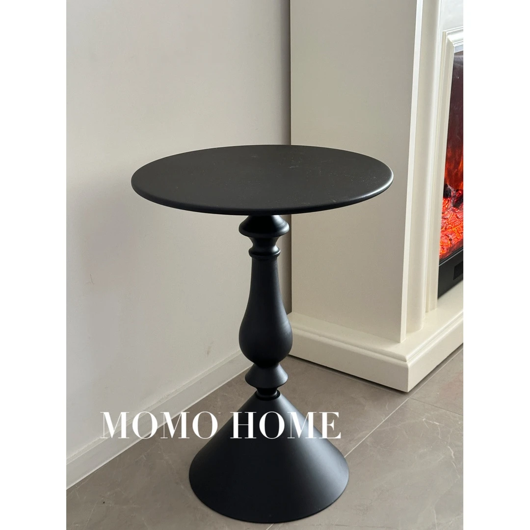 MOMO 美式复古风边几烤漆小圆桌轻奢客厅沙金属红边几小户型角几