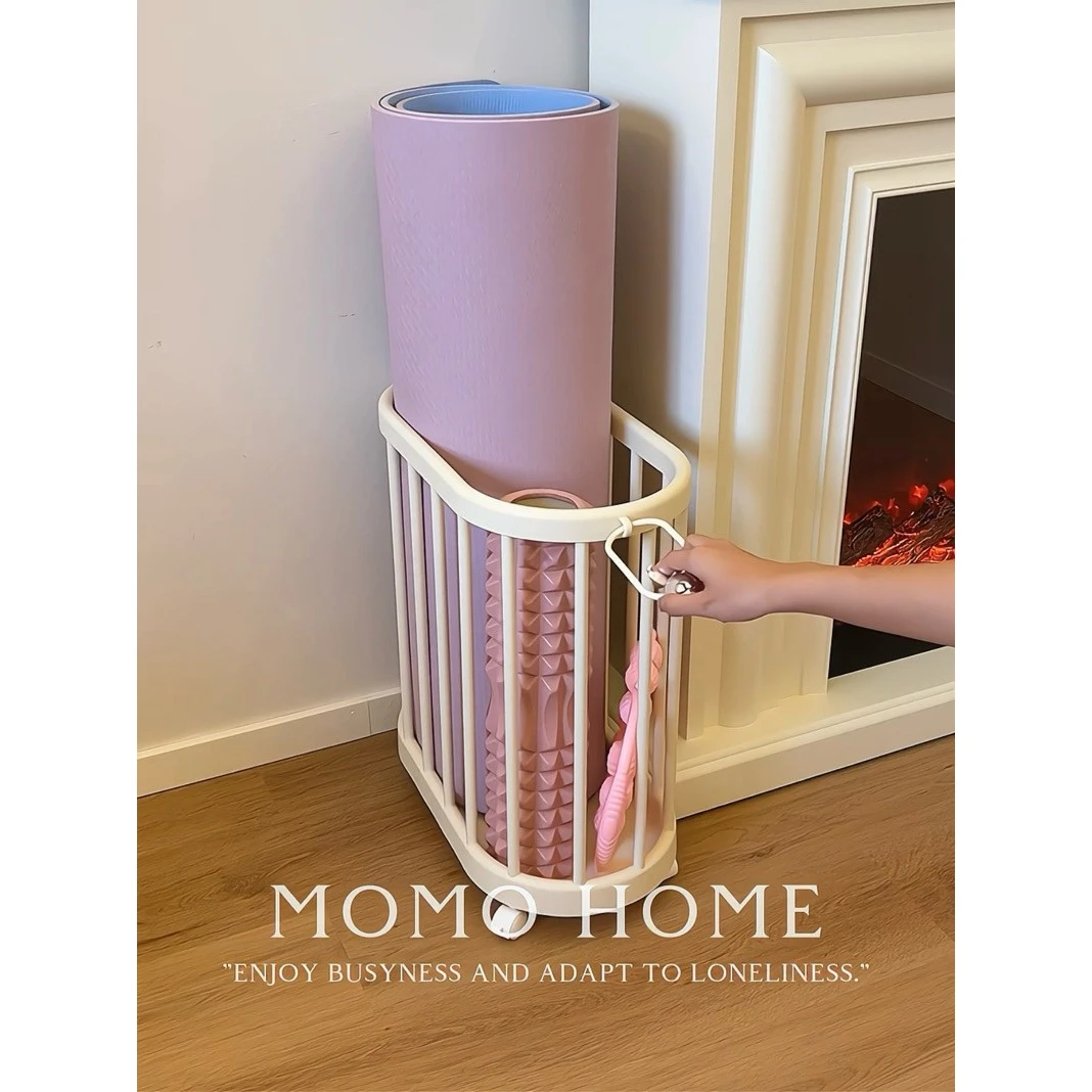 MOM0瑜伽垫收纳筐家用带轮子可移动健身器材收纳框运动工具整理