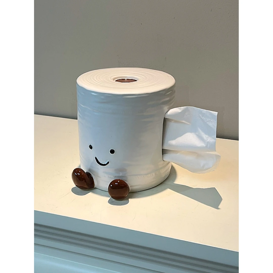 MOMO·可爱趣味设计高级感抽纸纸巾盒陶瓷高颜值客厅摆件抽纸盒