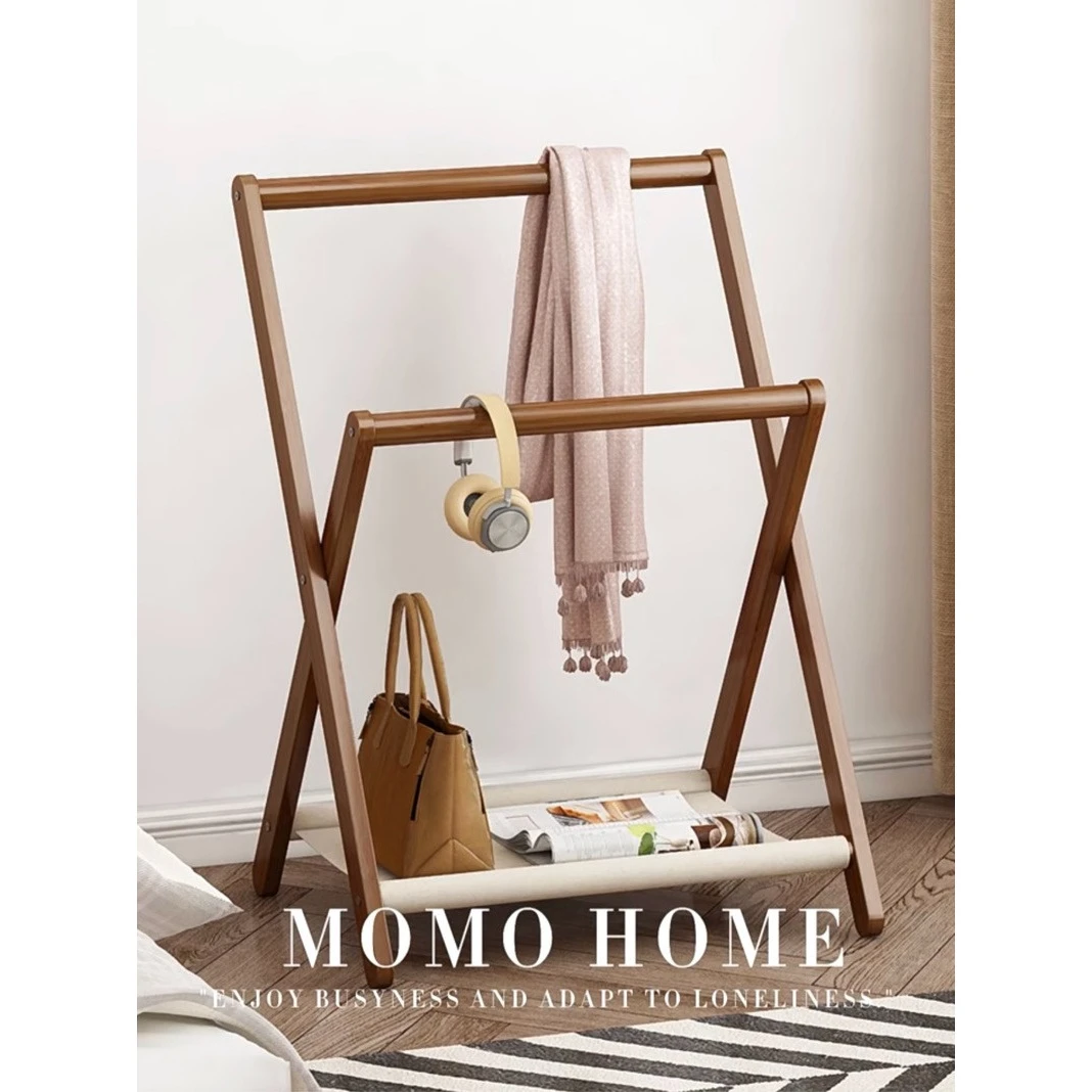 MOMO·卧室床头落地衣帽架卧室晚上睡觉临时搭衣裤折叠小衣架收纳