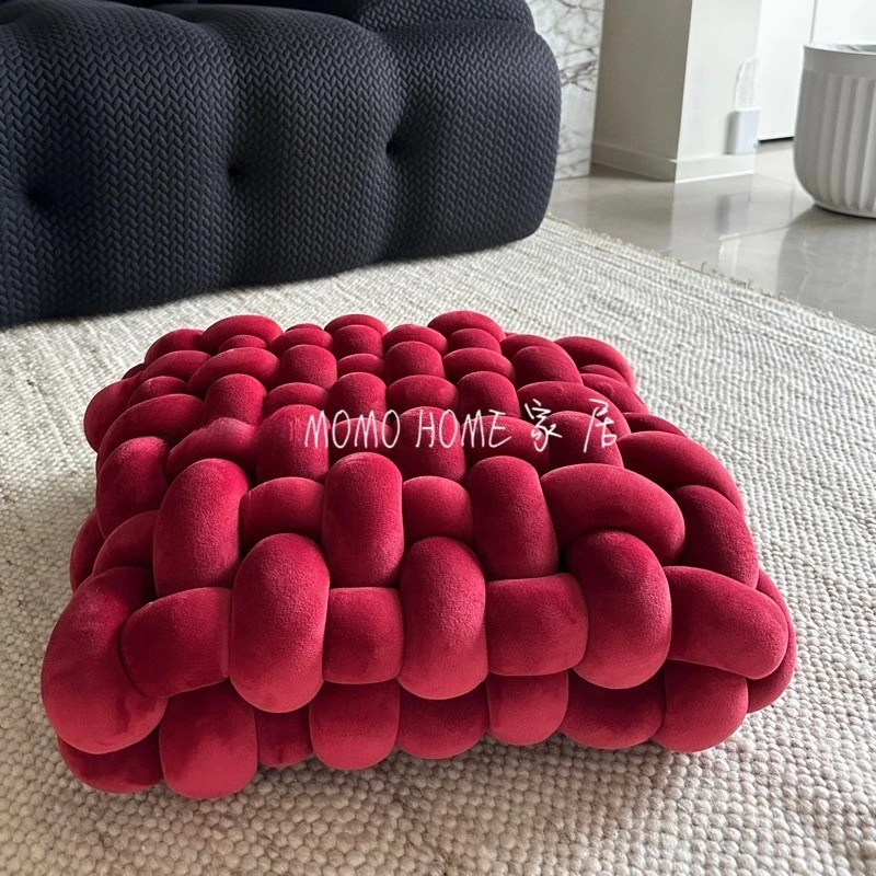 MOMO·创意手工编织抱枕坐垫方形简约沙发抱枕靠垫飘窗垫家居软装