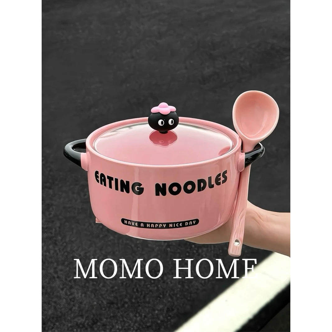 MOMO·高颜值卡通泡面碗带盖宿舍学生用螺蛳嗦粉方便面碗家用陶瓷