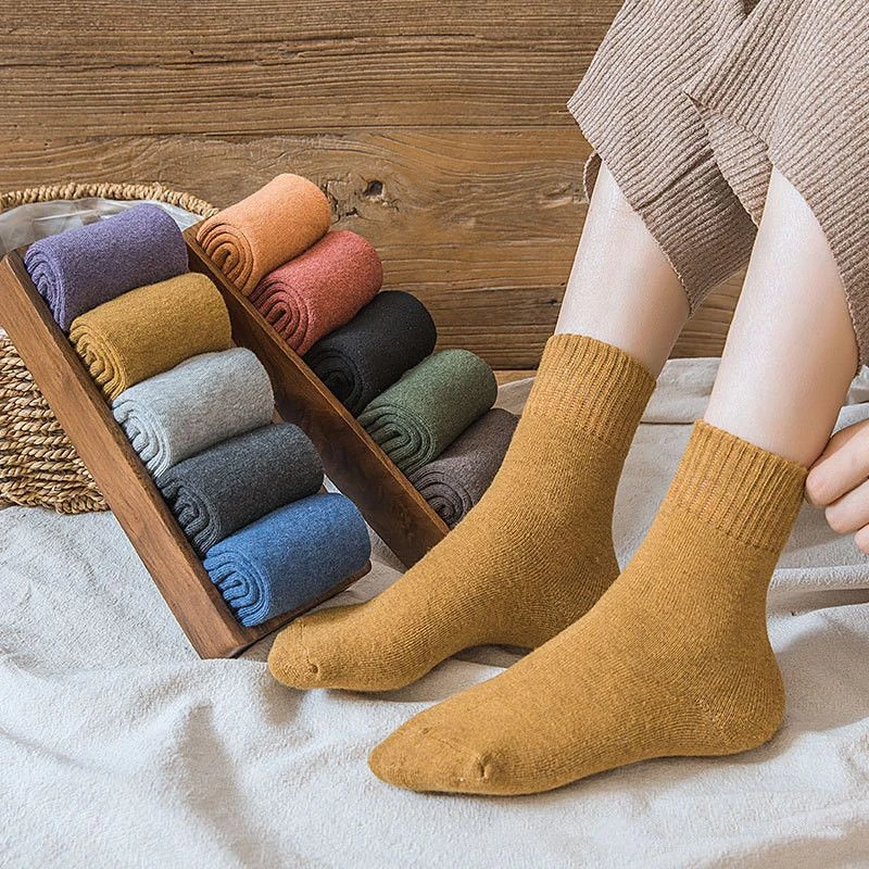加绒加厚保暖毛圈袜秋冬新款纯色中筒吸汗透气男女同款百搭毛巾袜