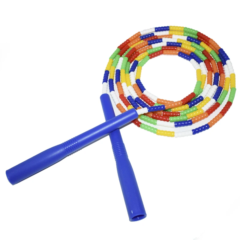 跃至美彩色珠节跳绳儿童可以调节幼儿园小学生比赛花样竹节跳绳