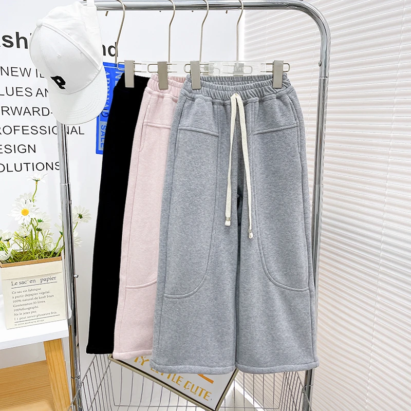 秋冬季新款女童裤子直筒休闲百搭儿童秋装卫裤宽松zb3759简约童品