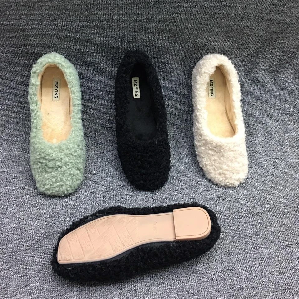 S502新款韩版单内里毛毛豆豆鞋女时尚潮流百搭款
